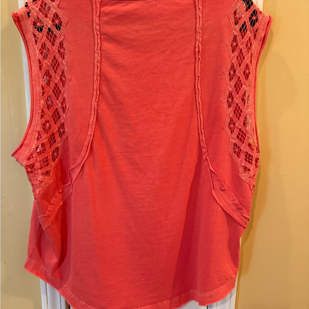 Free People Table For Two Bright Coral Top *NEW WITHOUT TAGS* - Picture 10 of 15